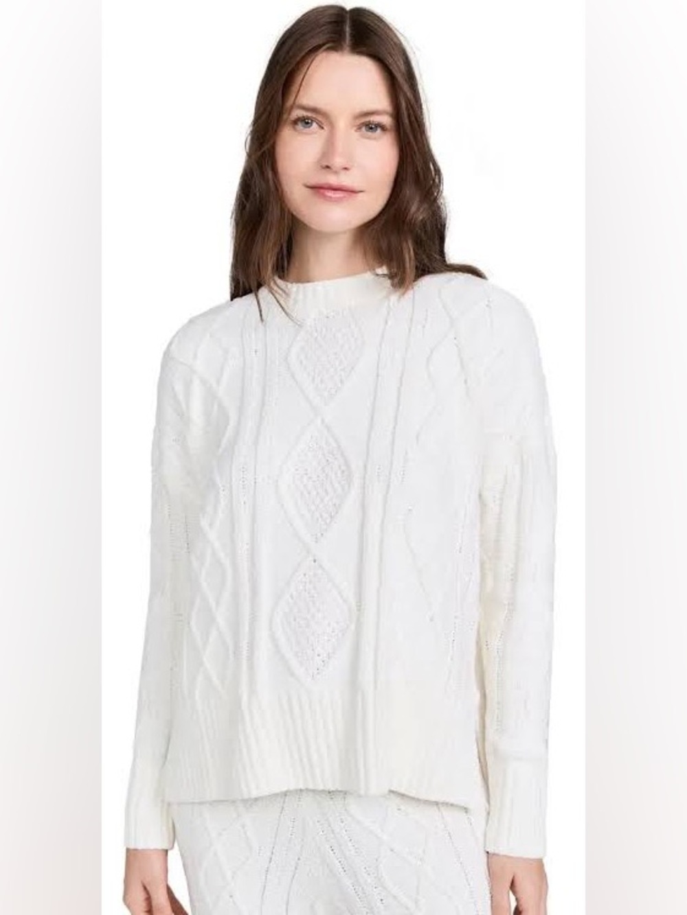 Beach riot Cream Cable Knit Women's Sweater - Classic Crewneck